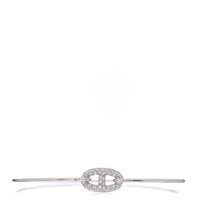 Hermes 18K White Gold Diamond PM Ronde Chaine d'Ancre Bracelet ST 1 of 4
