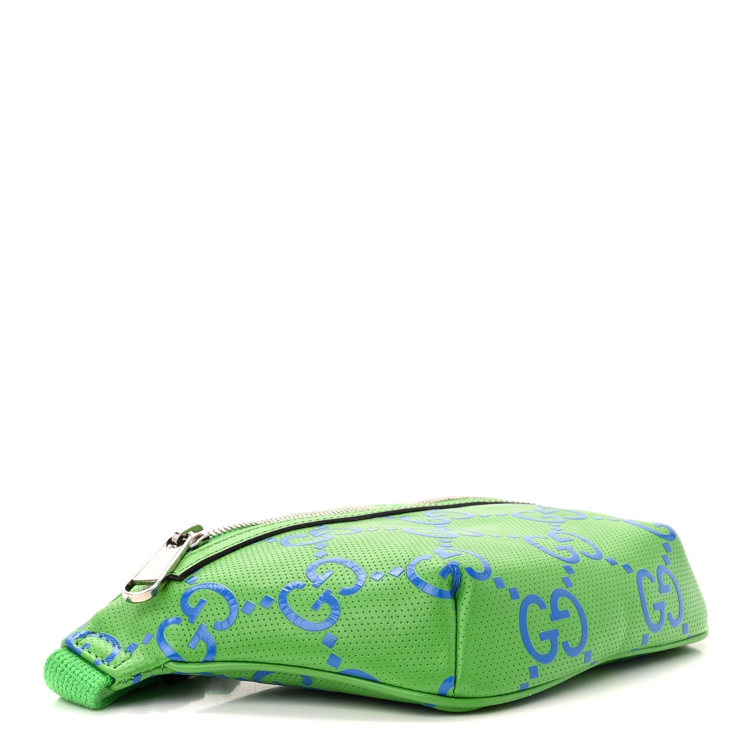 Gucci Calfskin GG Tennis Bi-Color Embossed Belt Bag Joy Green Joy Blue 4 of 11