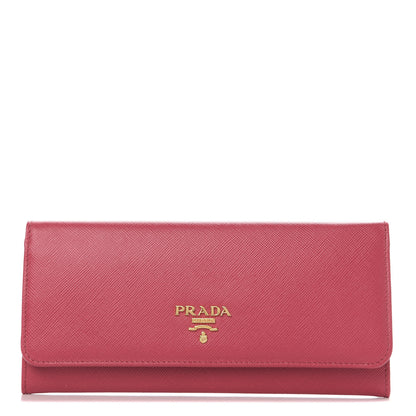 Prada Saffiano Metal Continental Flap Wallet Fragola Talco 1 of 9