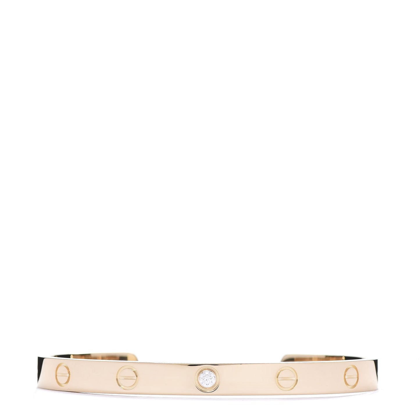 18K Yellow Gold 1 Diamond LOVE Cuff Bracelet 18