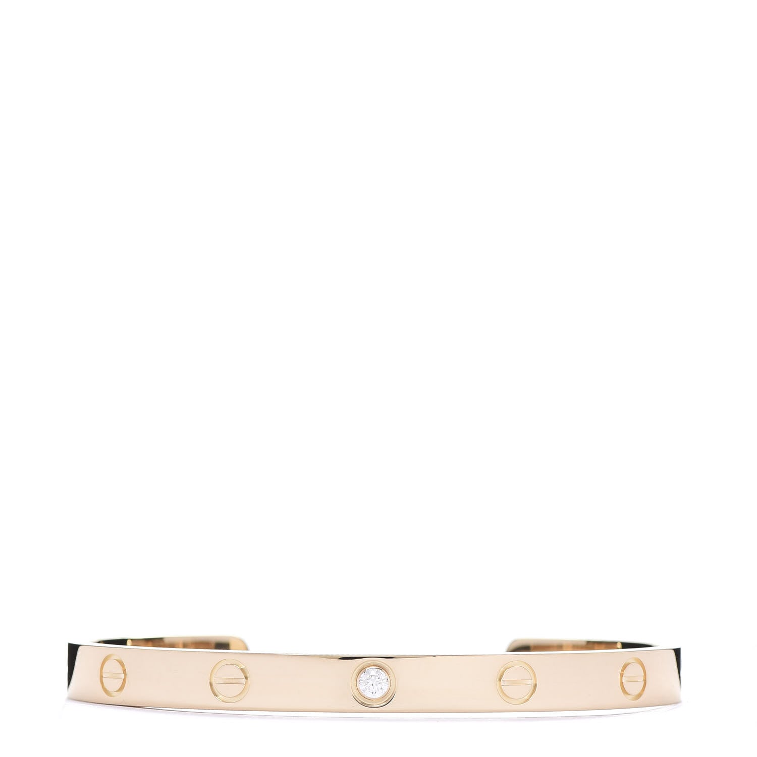 Cartier 18K Yellow Gold 1 Diamond LOVE Cuff Bracelet 18 1 of 4