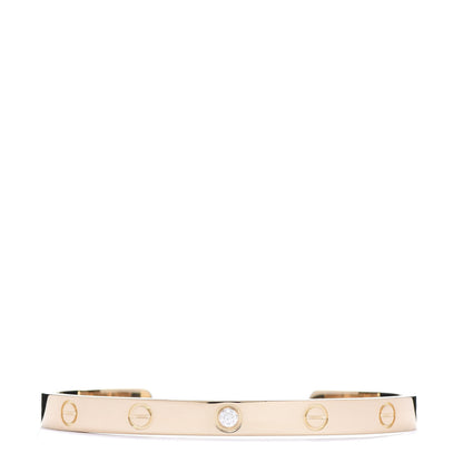 Cartier 18K Yellow Gold 1 Diamond LOVE Cuff Bracelet 18 1 of 4