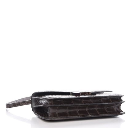 Hermes Shiny Niloticus Crocodile Constance Elan 25 Chocolate 4 of 9