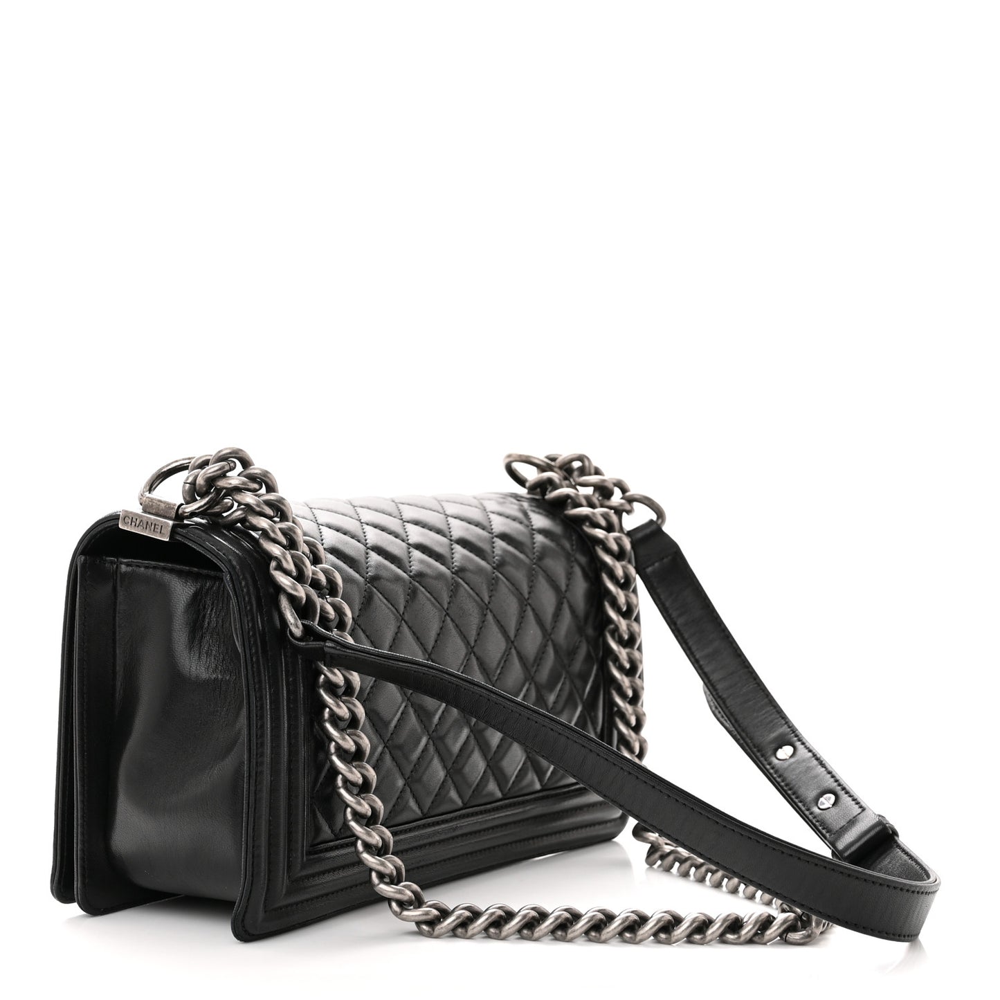 Lambskin Quilted Medium Boy Flap Black