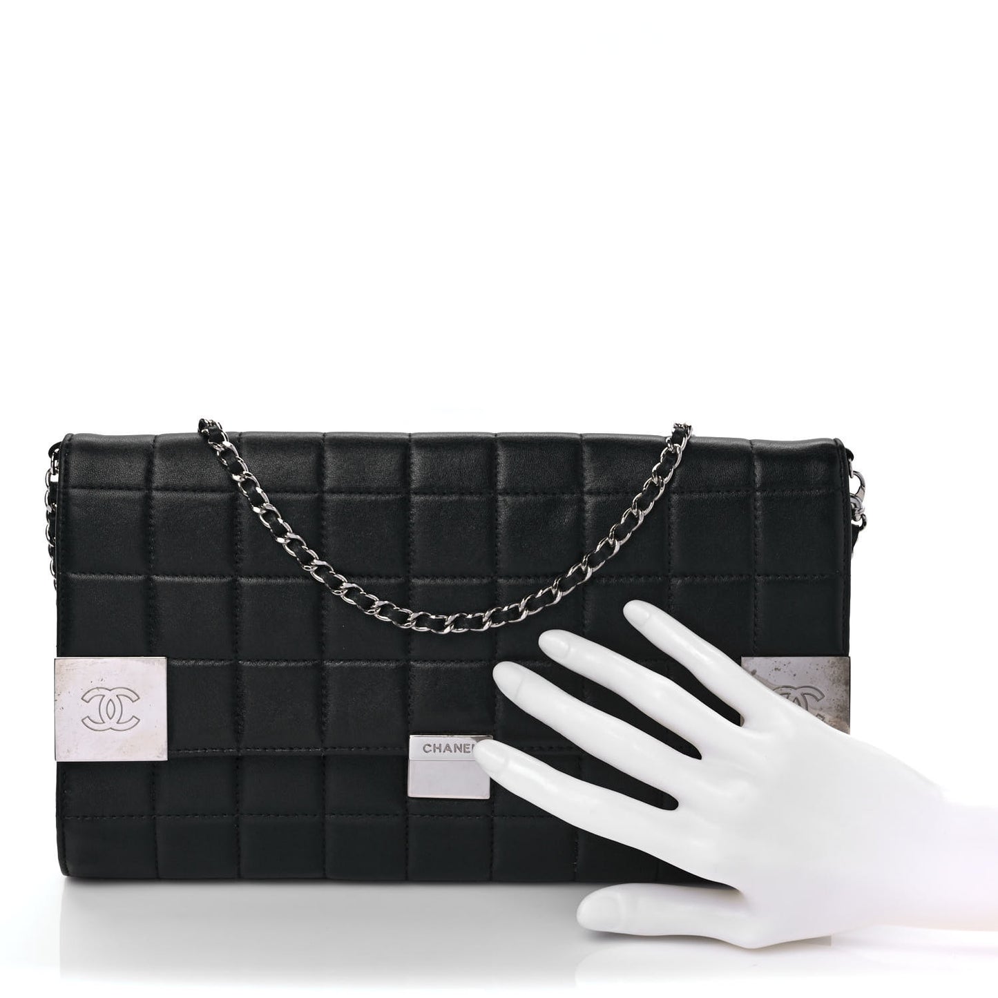 Lambskin Chocolate Bar Flap Black