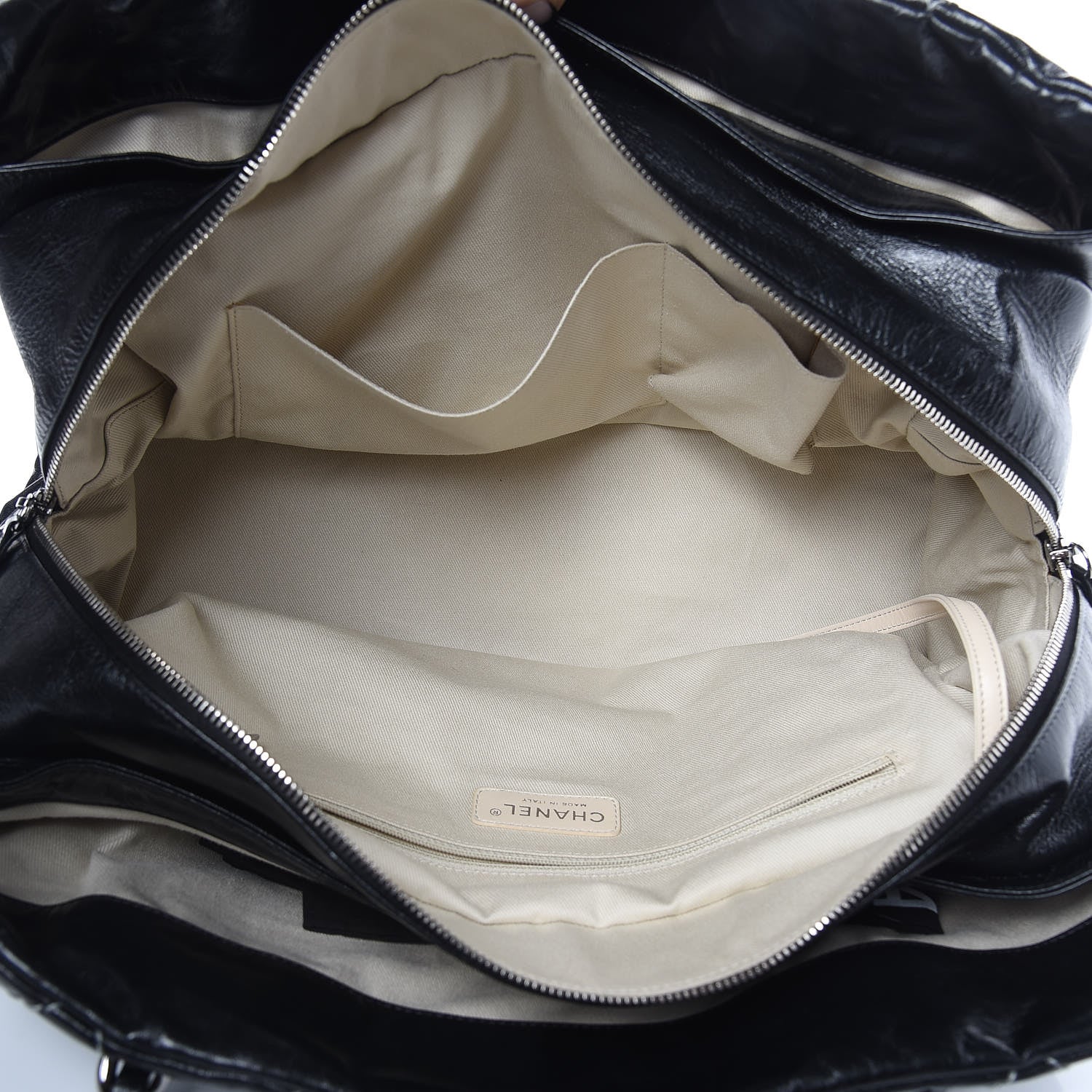 Chanel Glazed Goatskin Double Contrast Stitch Large Tote Black 5 of 14