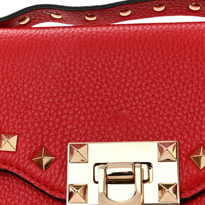 Valentino Garavani Pebbled Calfskin Rockstud Flip Lock Wallet On Chain Rouge Pur 8 of 11
