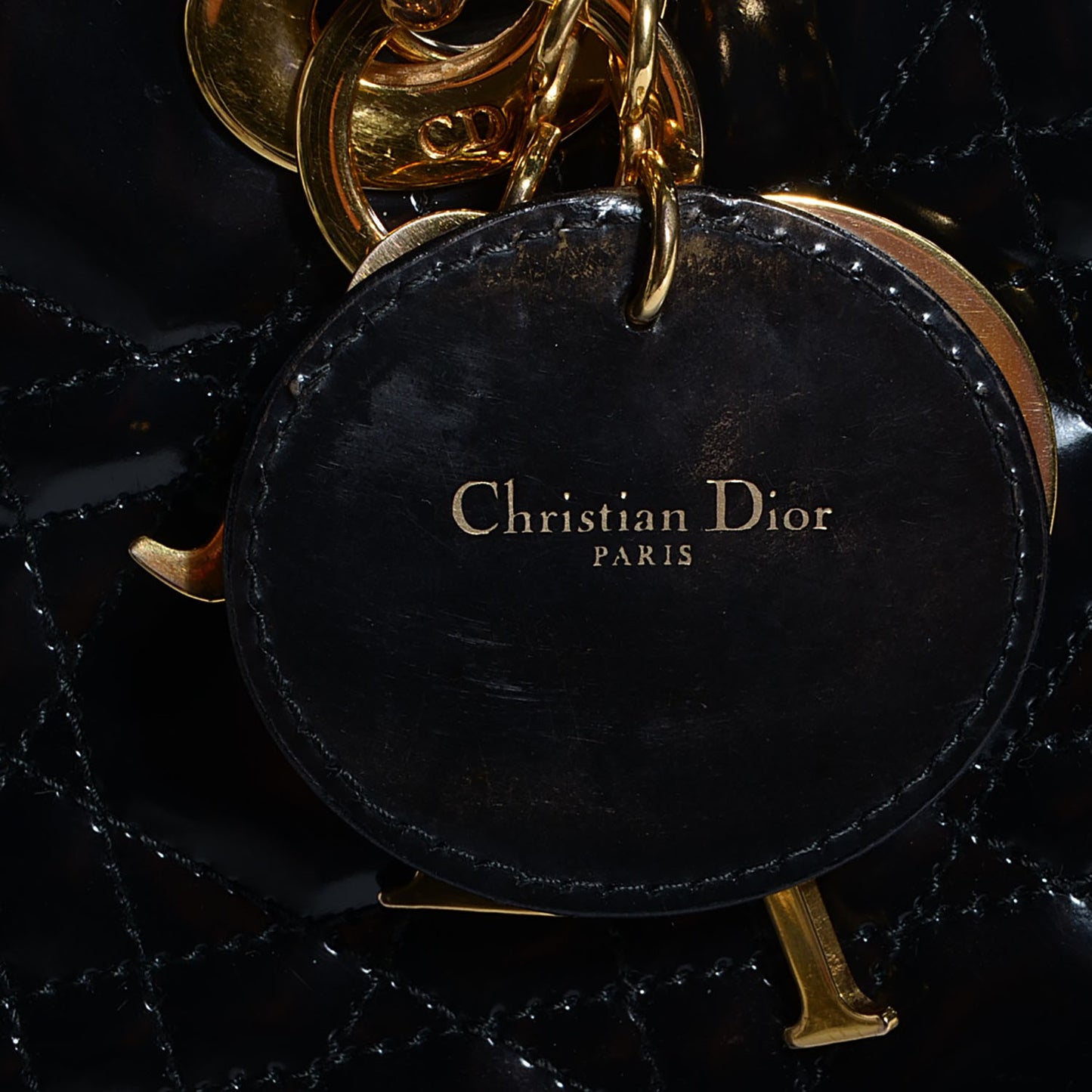 Vintage Patent Cannage Large Lady Dior Black