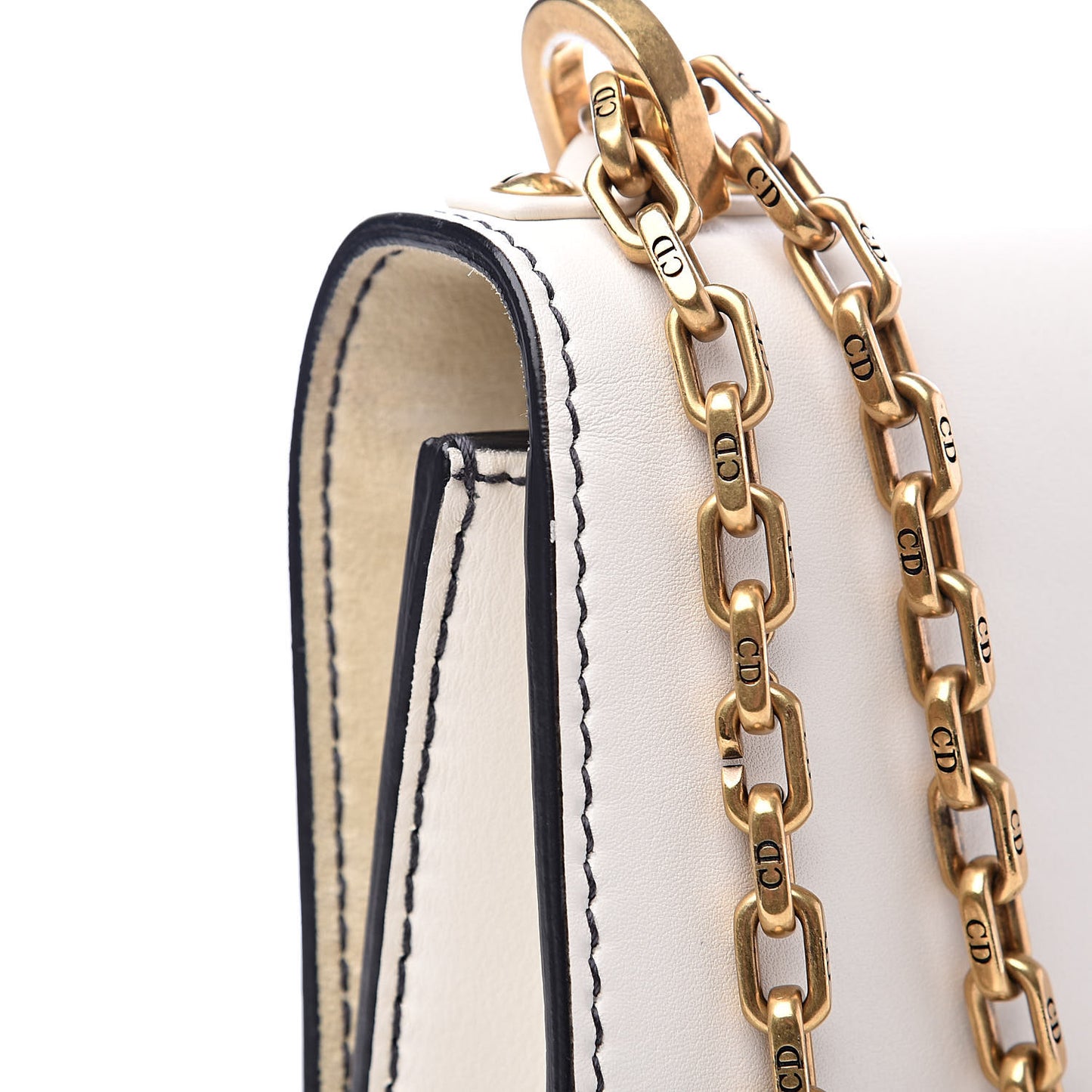 Calfskin J'Adior Chain Flap Bag Off White