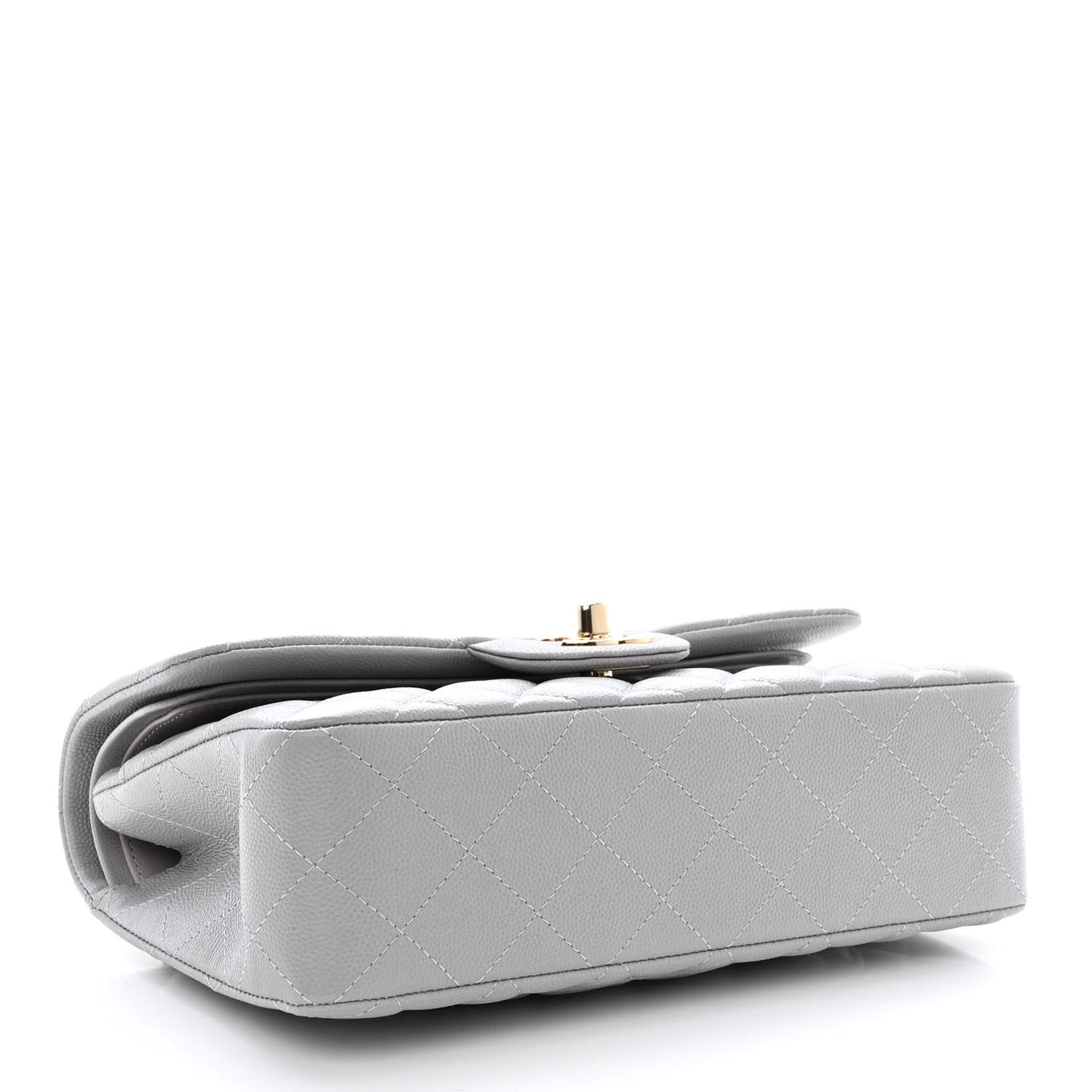 Caviar Quilted Small Double Flap Grey