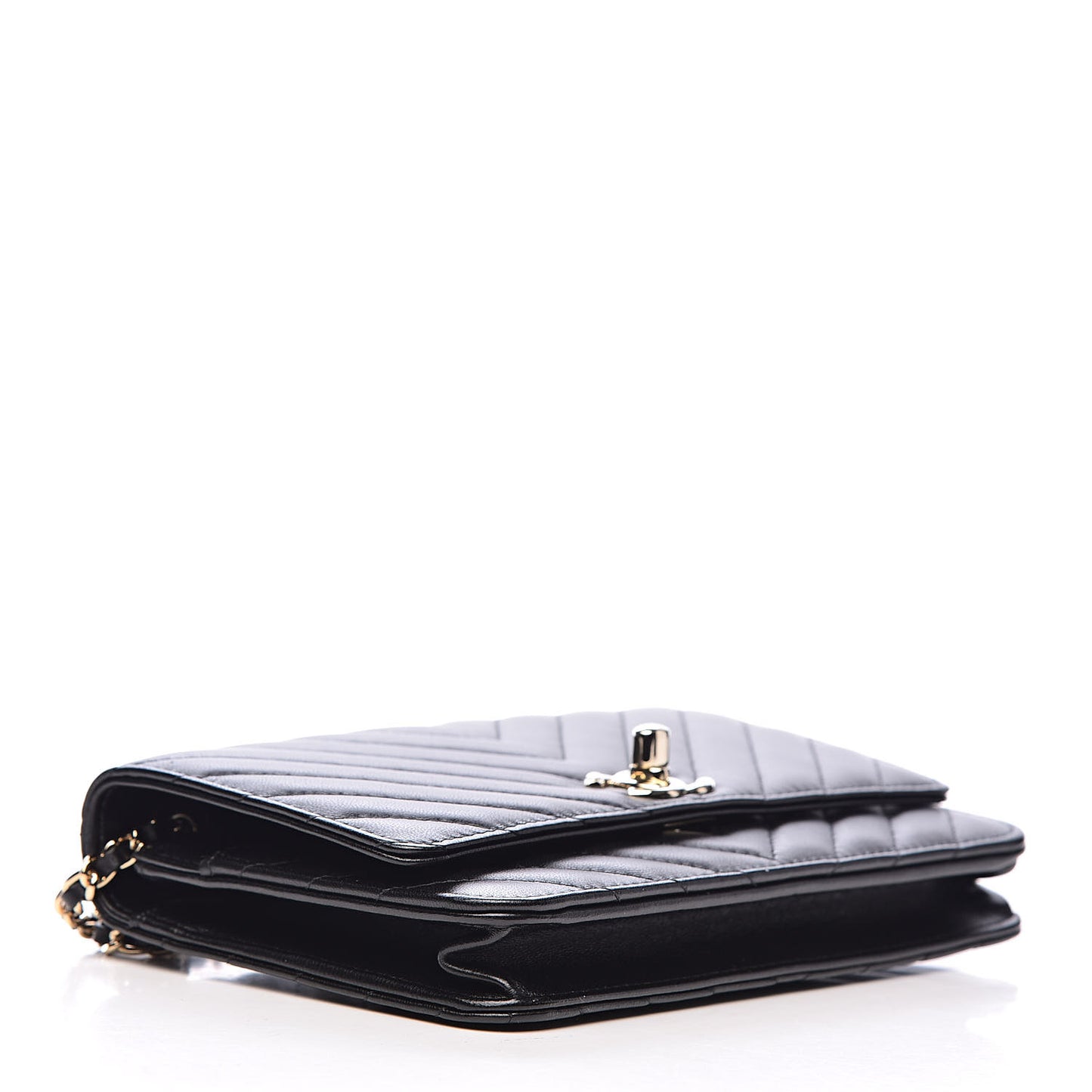 Lambskin Quilted Trendy CC Wallet On Chain WOC Black