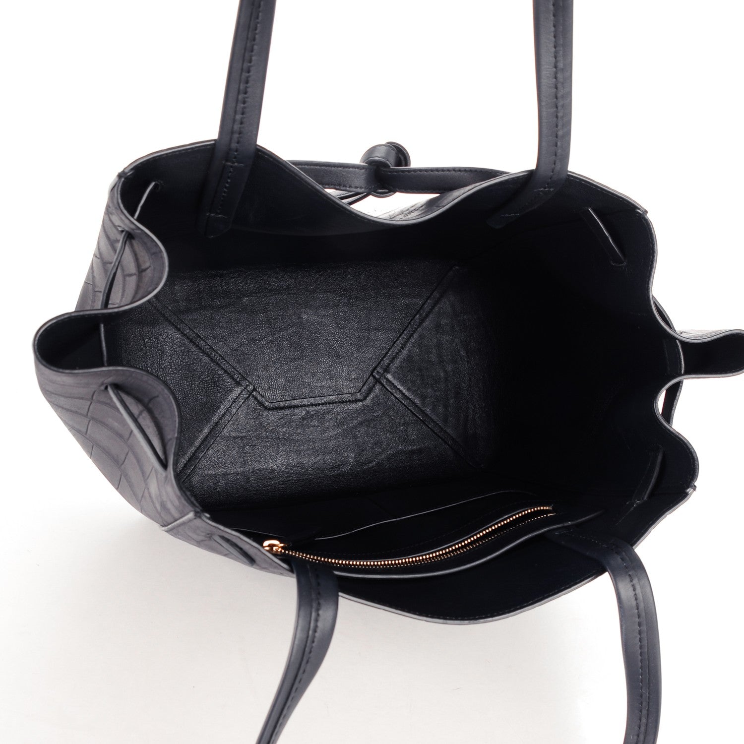 Celine Crocodile Embossed Nubuck Small Belt Cabas Phantom Navy Blue 7 of 8