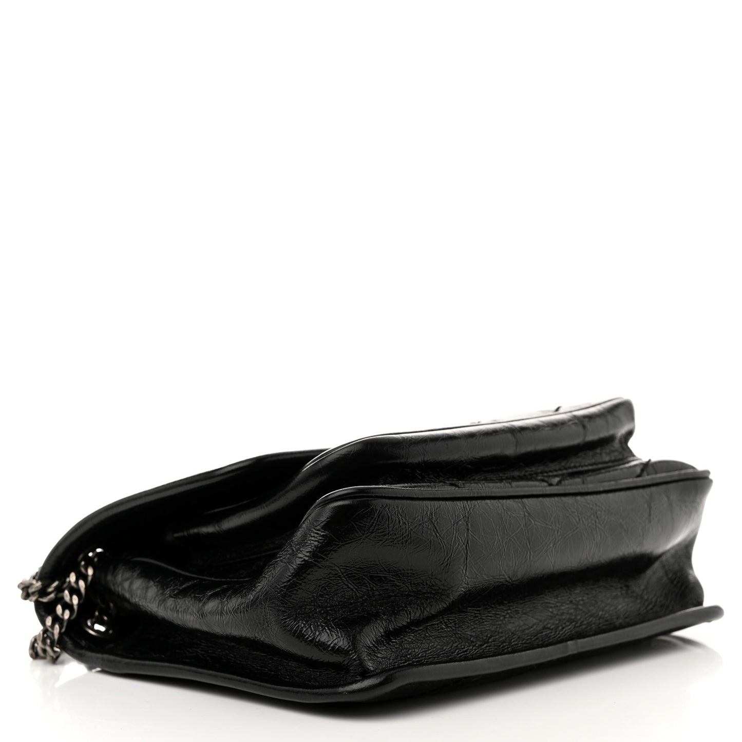 Crinkled Lambskin Matelasse Monogram Baby Niki Chain Satchel Black