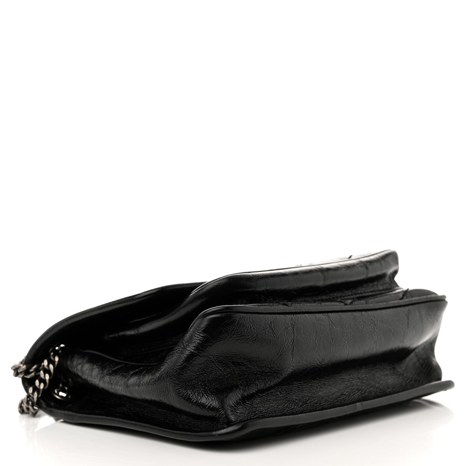 Saint Laurent Crinkled Lambskin Matelasse Monogram Baby Niki Chain Satchel Black 4 of 12