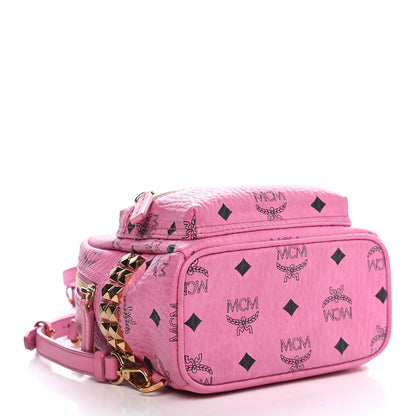 MCM Visetos Side Stud X-Mini Stark Bebe Boo Backpack Pink 4 of 8