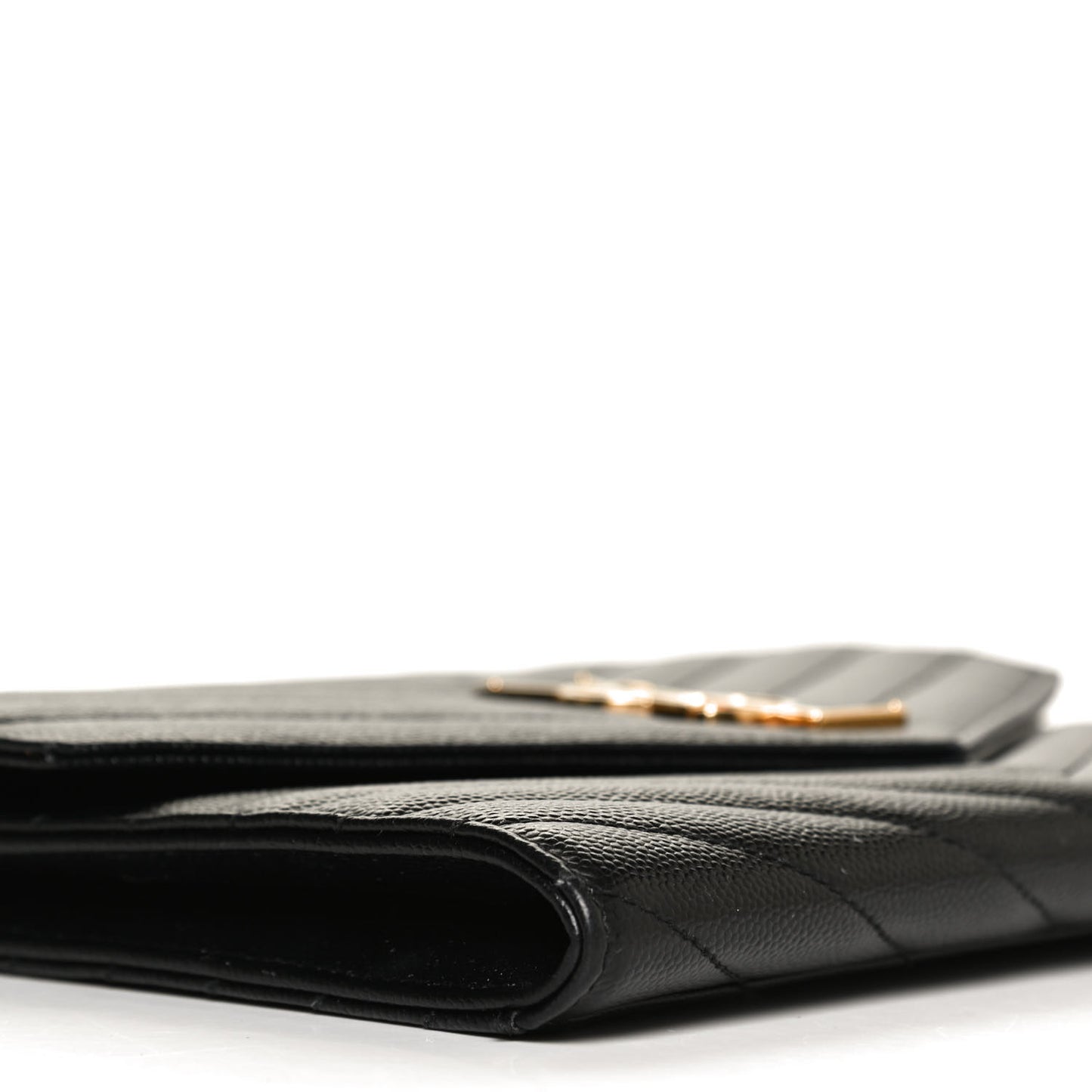 Grain De Poudre Matelasse Chevron Monogram Envelope Clutch Black