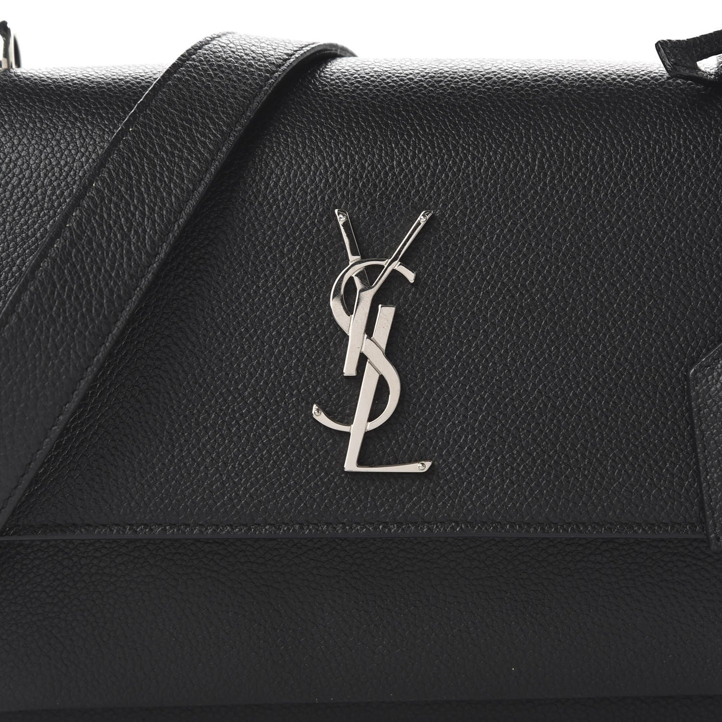 Grained Calfskin Medium Monogram Sunset Satchel Black