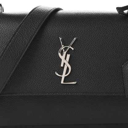 Saint Laurent Grained Calfskin Medium Monogram Sunset Satchel Black 9 of 9