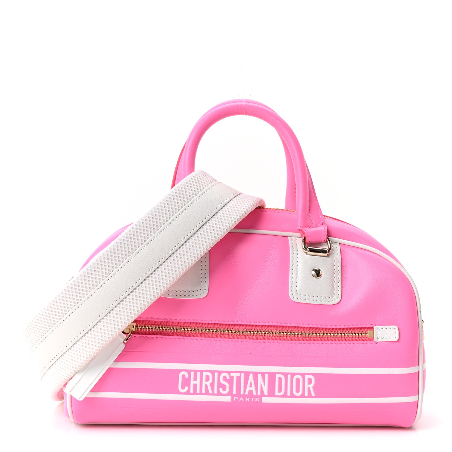 Christian Dior Calfskin Small Dior Vibe Zip Bowling Bag Pink Multicolor 1 of 9