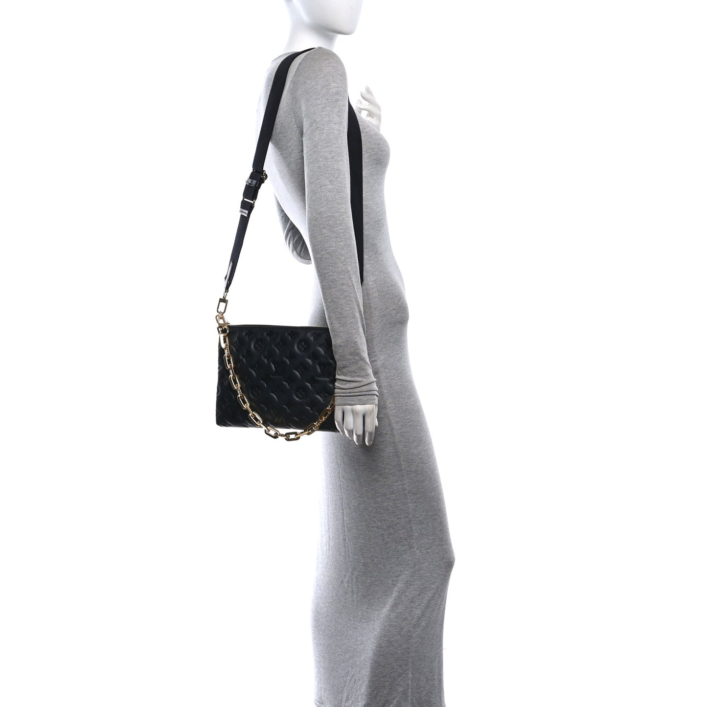 Lambskin Embossed Monogram Coussin PM Black