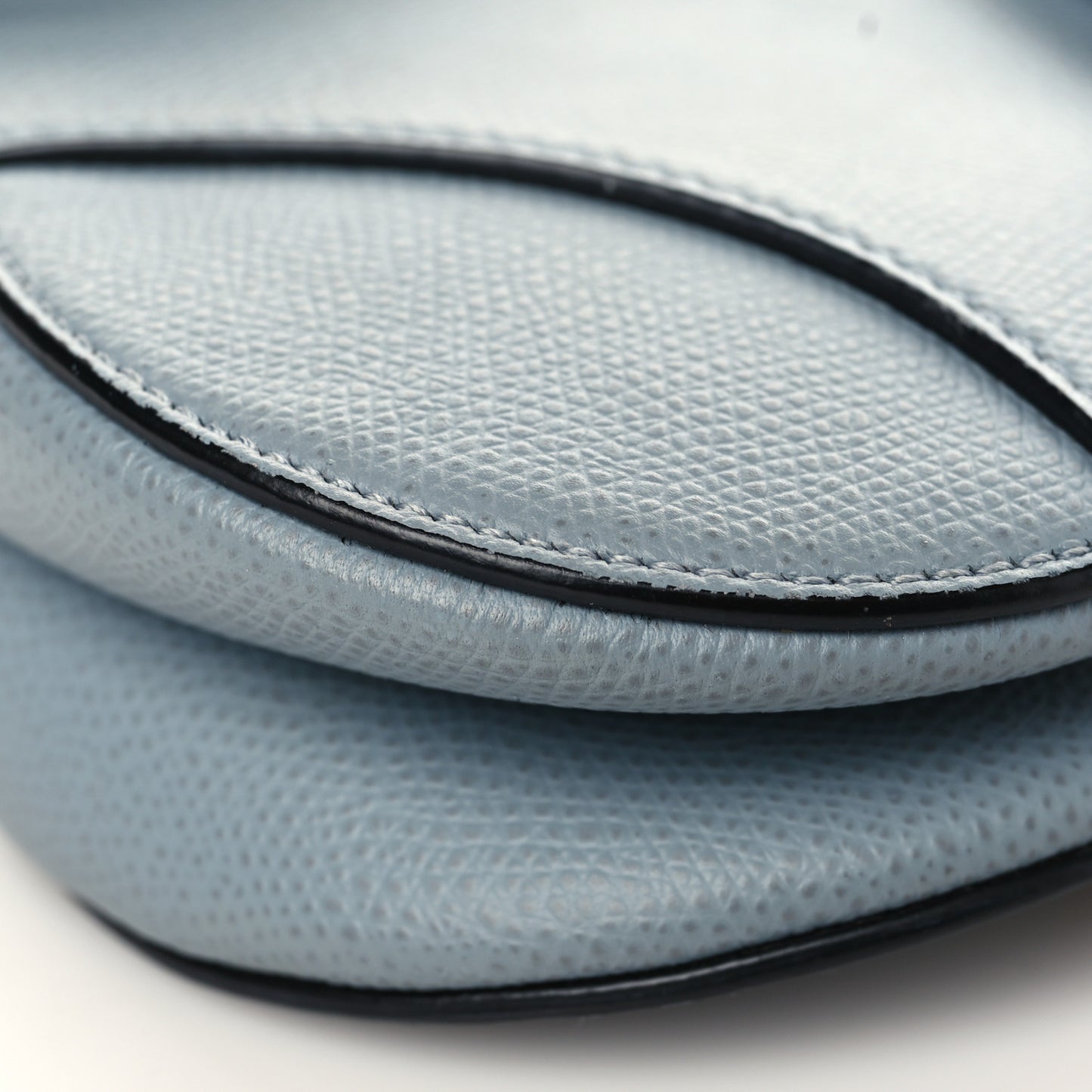 Grained Calfskin Mini Saddle Bag Sky Blue
