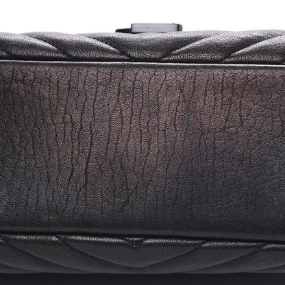 Saint Laurent Sheepskin Matelasse Chevron Monogram Monochrome Large College Satchel Black 10 of 15