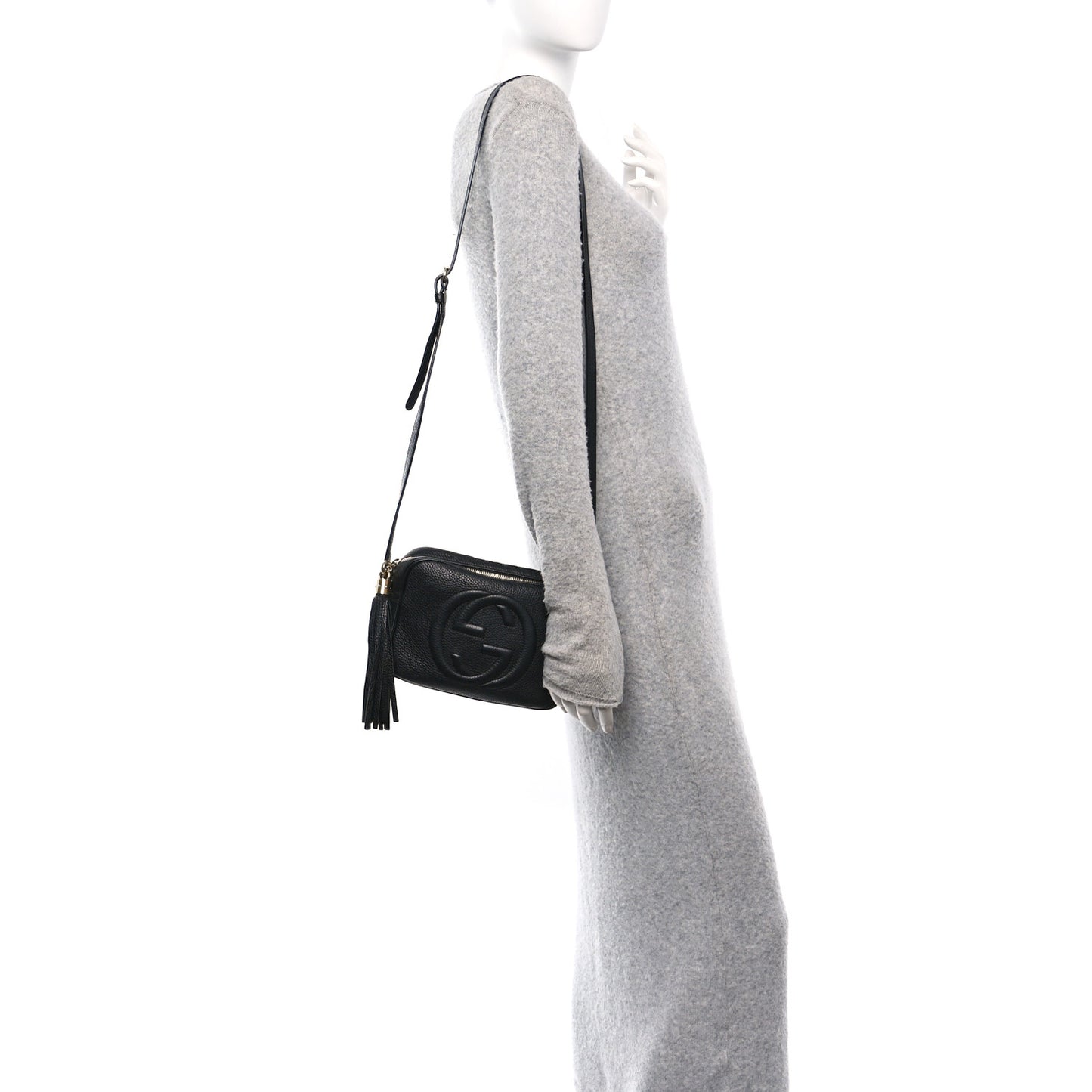 Pebbled Calfskin Small Soho Disco Bag Black