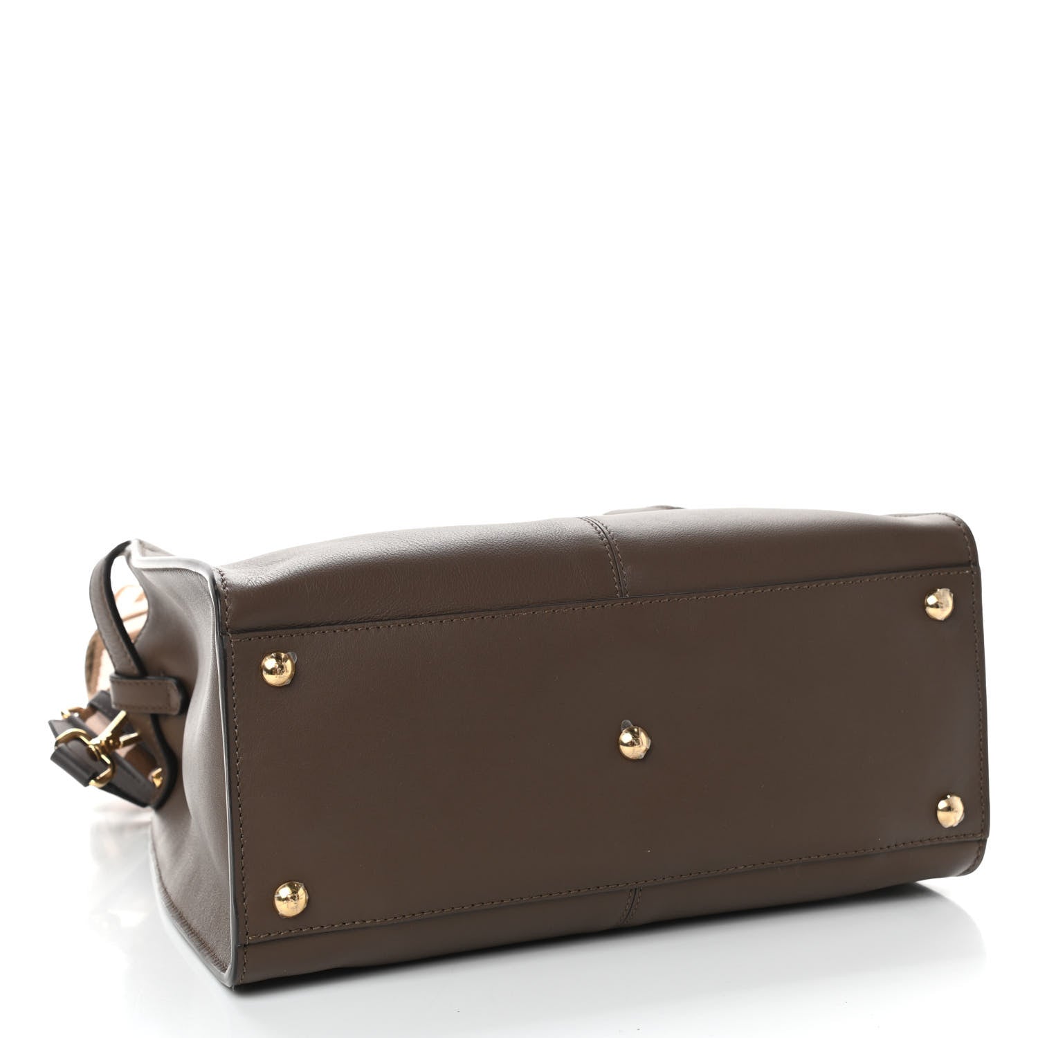 Fendi Vitello Seta Glazed Fabric FF 1974 Medium Peekaboo X-Lite Maya Mogano Panna 3 of 9