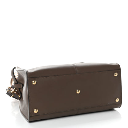 Fendi Vitello Seta Glazed Fabric FF 1974 Medium Peekaboo X-Lite Maya Mogano Panna 3 of 9