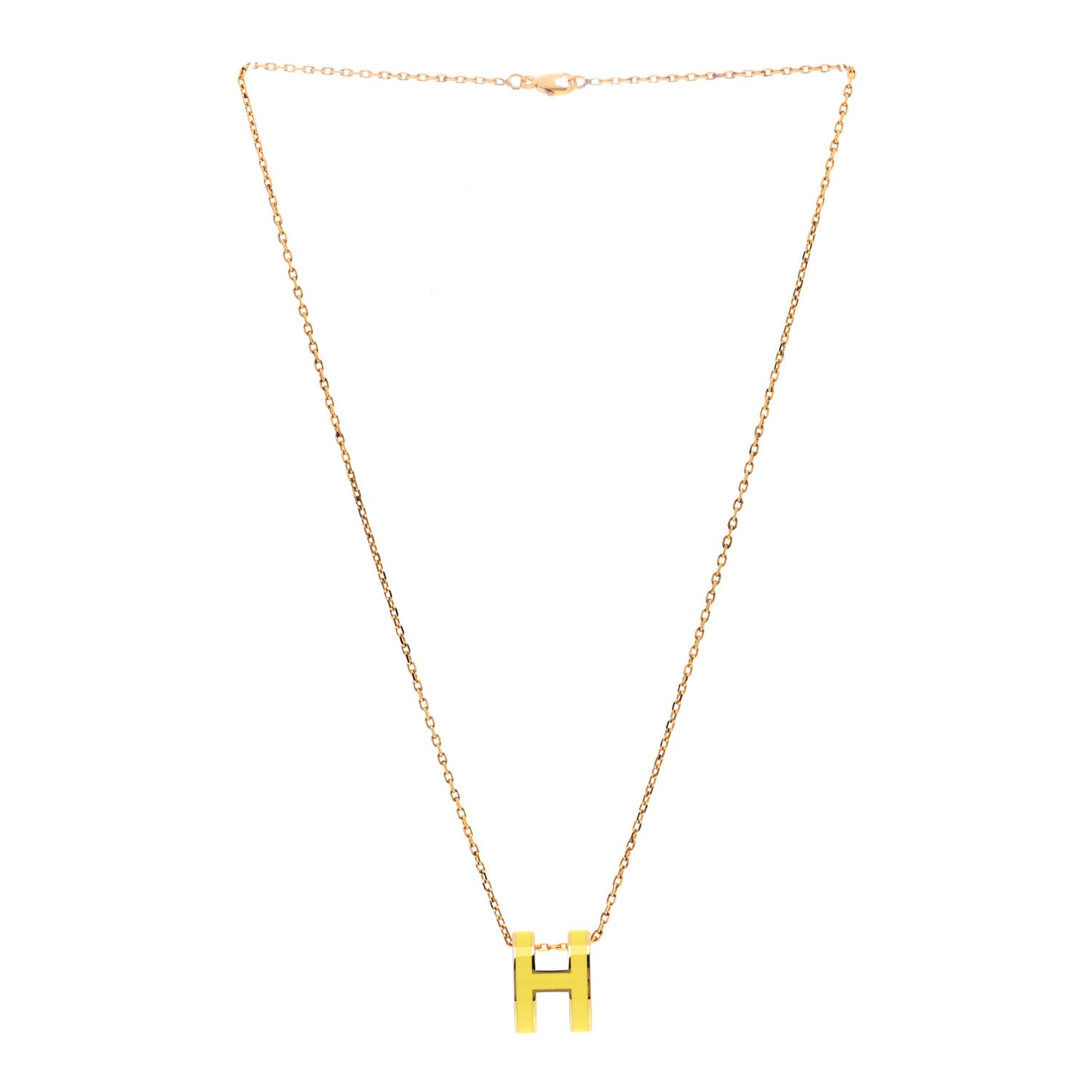Lacquered Gold Pop H Pendant Necklace Mimosa