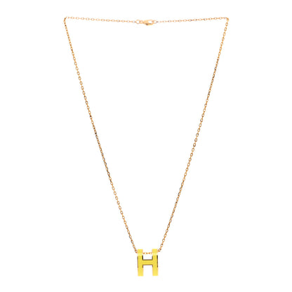 Hermes Lacquered Gold Pop H Pendant Necklace Mimosa 3 of 6