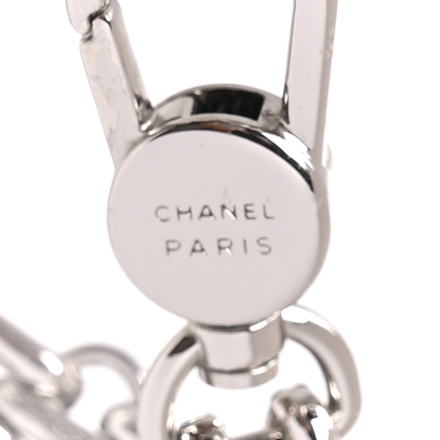Chanel Metal Chain Link CC Choker Necklace Silver 5 of 6