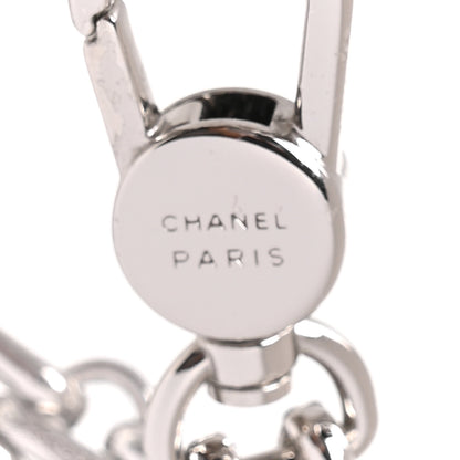 Chanel Metal Chain Link CC Choker Necklace Silver 5 of 6