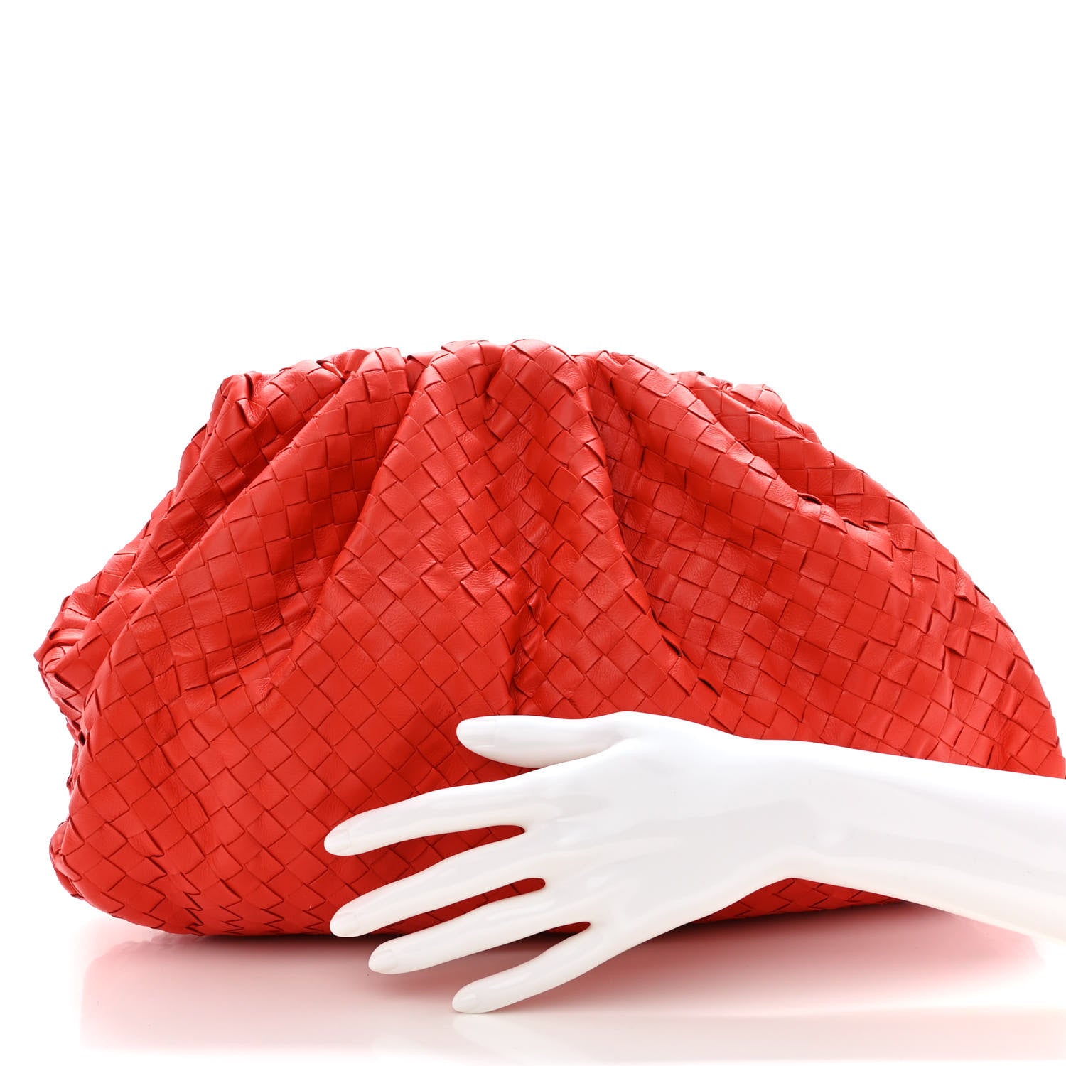 Bottega Veneta Nappa Maxi Intrecciato The Pouch Oversized Clutch Bright Red 2 of 9