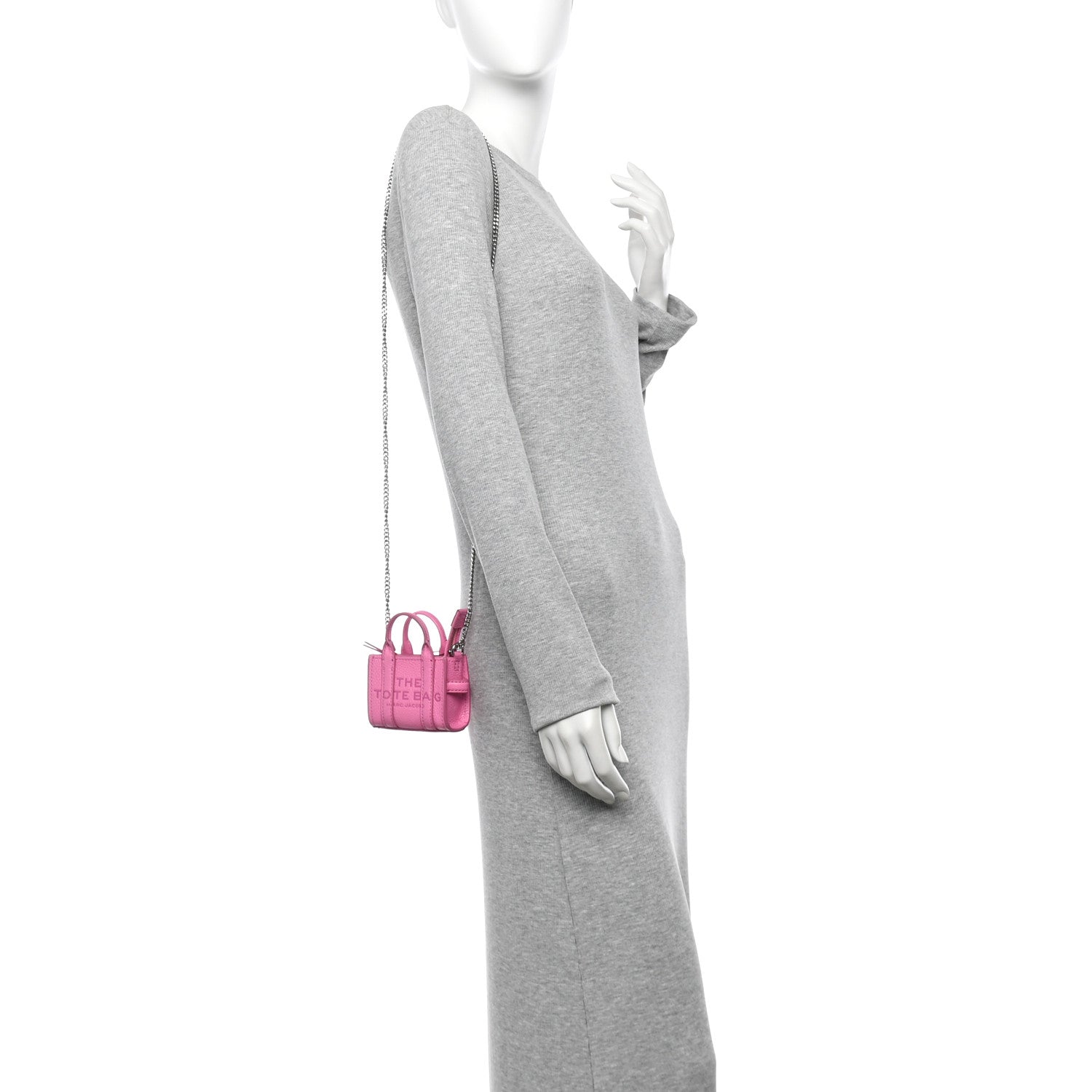 Marc Jacobs Grained Calfskin Nano The Tote Bag Crossbody Bow Pink 2 of 10