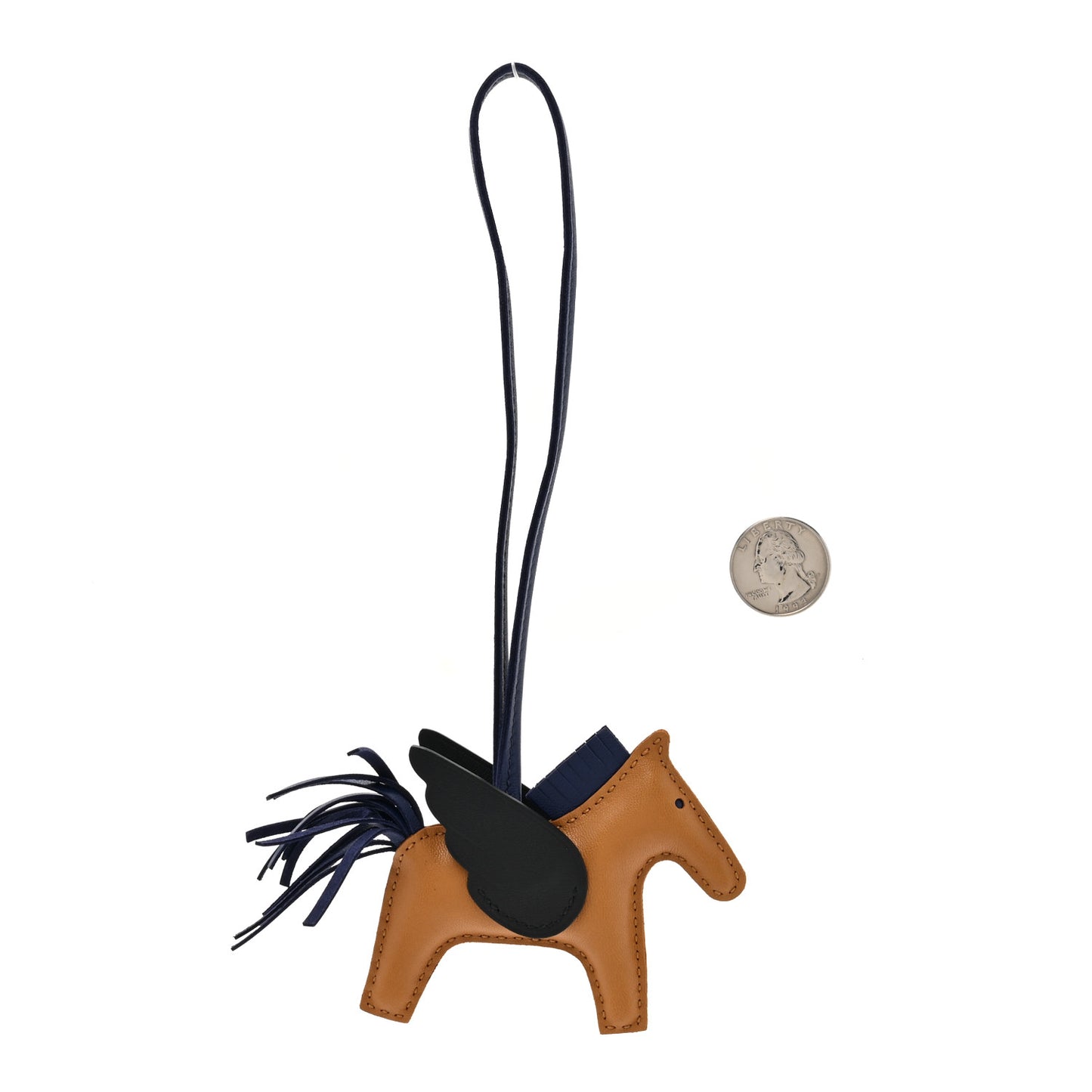 Milo Lambskin Grigri Rodeo Pegase Horse Bag Charm PM Sesame Black Bleu Saphir