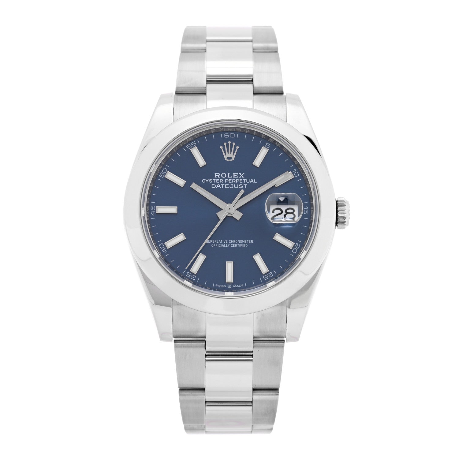 Rolex Stainless Steel 41mm Oyster Perpetual Datejust Watch Blue 126300 1 of 5