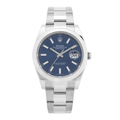 Rolex Stainless Steel 41mm Oyster Perpetual Datejust Watch Blue 126300 1 of 5