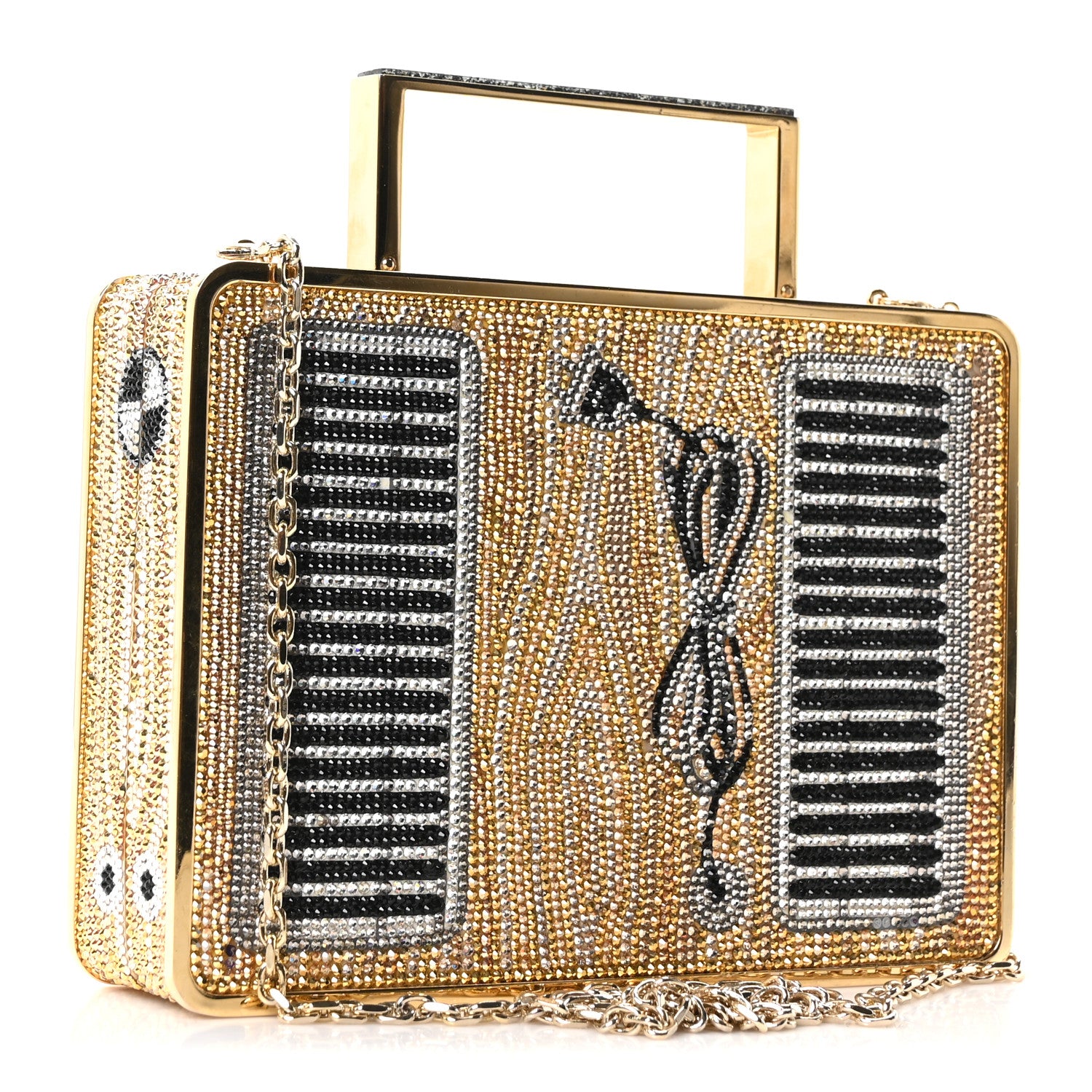 Judith Leiber Crystal Turntable Scratch Minaudiere Clutch Champagne 3 of 10