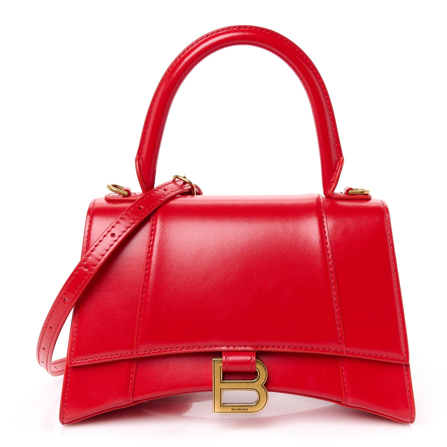 Balenciaga Shiny Box Calfskin Small Hourglass Top Handle Bag Bright Red 1 of 10