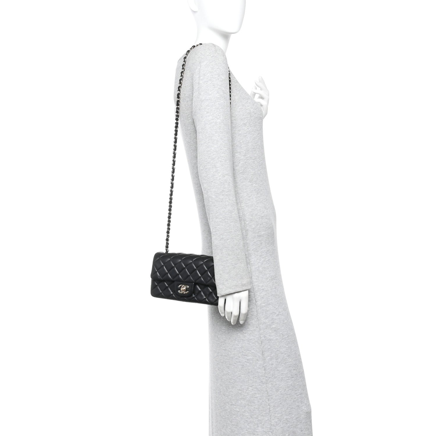 Chanel Lambskin Quilted Mini Rectangular Flap Black 2 of 10