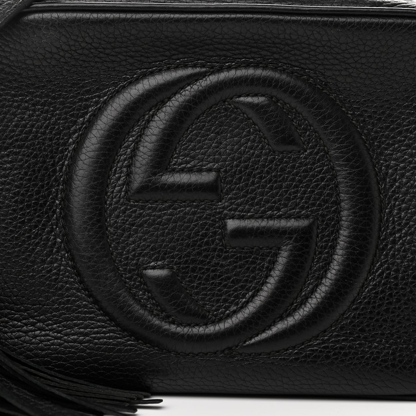 Pebbled Calfskin Small Soho Disco Bag Black