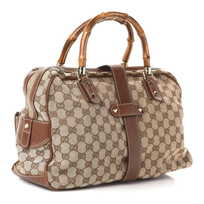 Gucci Monogram Canvas Bamboo Top Handle Bag Brown 3 of 13