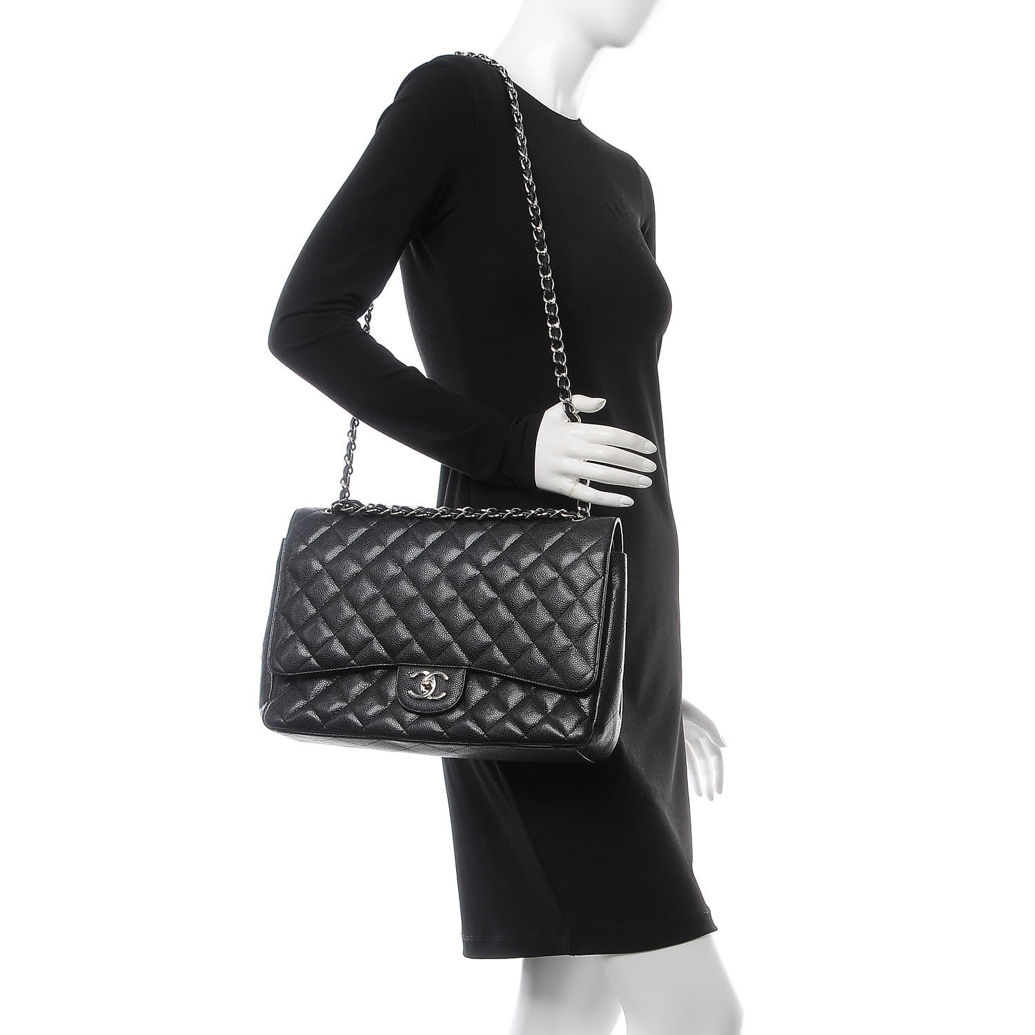 Chanel Caviar Quilted Maxi Double Flap Black 3 of 9