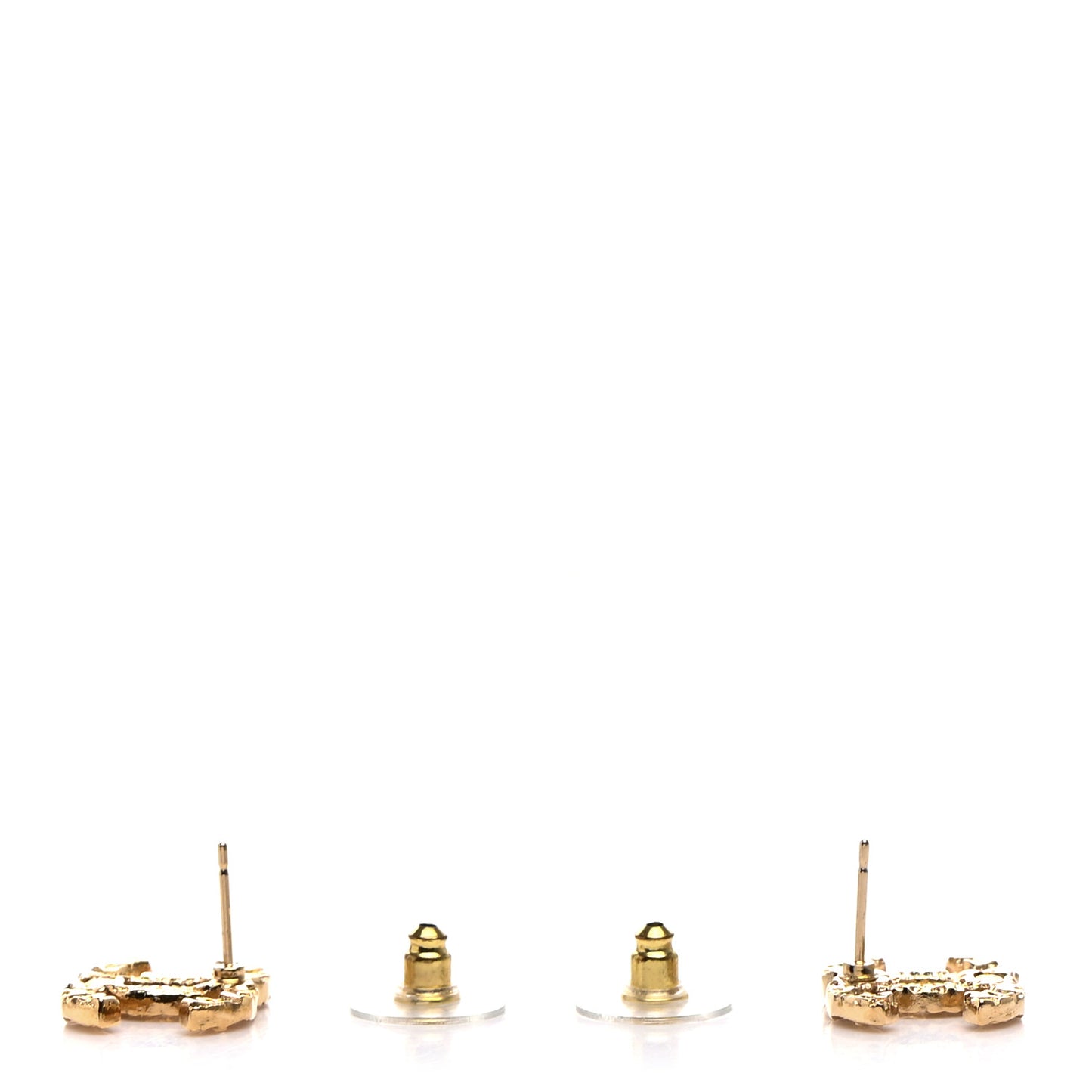 Metal Textured CC Earrings Gold