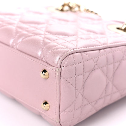 Christian Dior Metallic Lambskin Cannage Mini Lady Dior Lotus 9 of 17