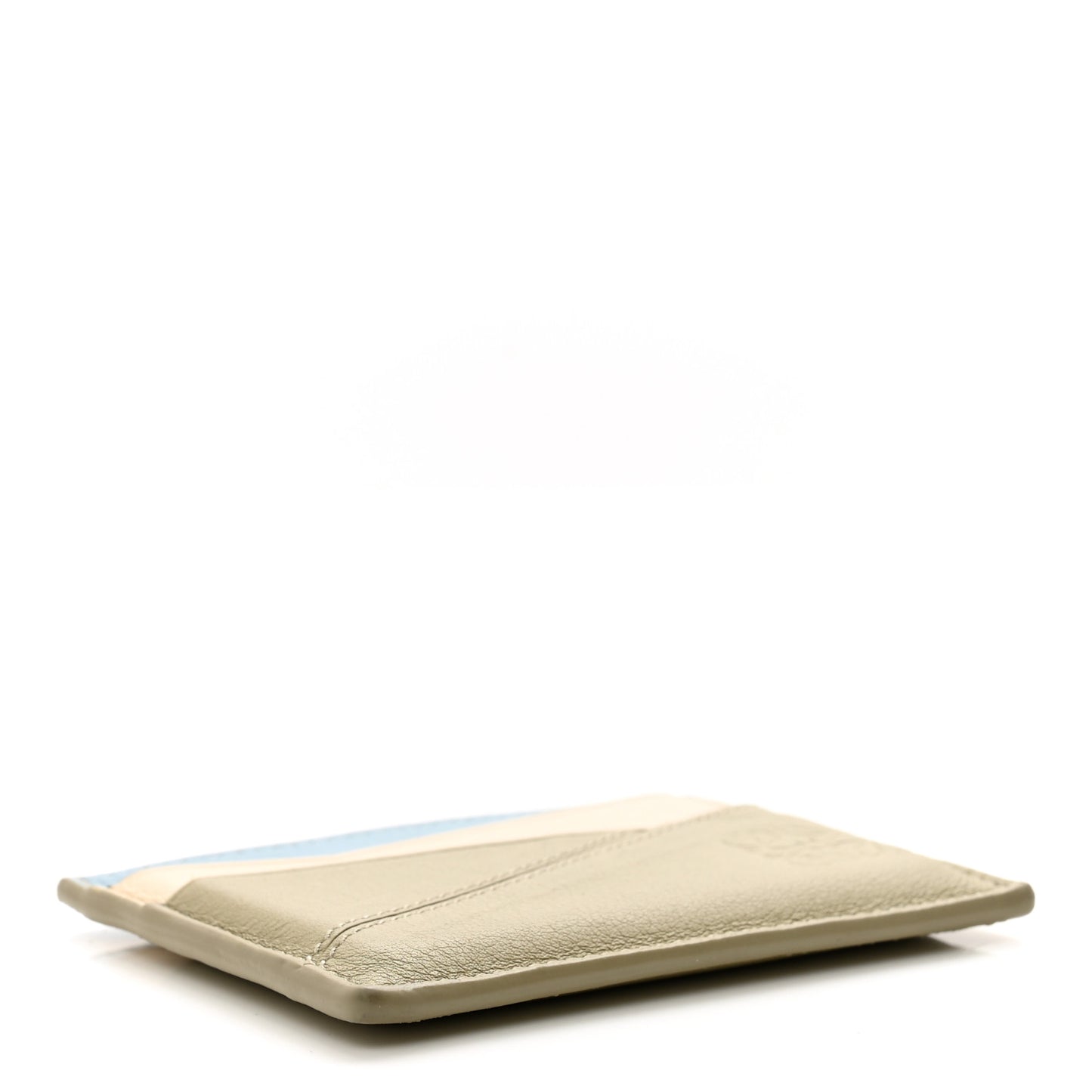 Calfskin Puzzle Colorblock Card Holder Dusty Blue Sage Green Angora