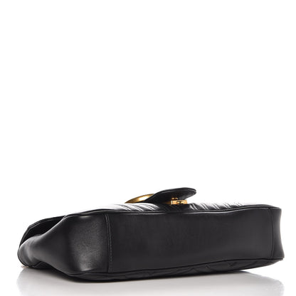 Gucci Calfskin Matelasse Medium GG Marmont Shoulder Bag Black 4 of 10