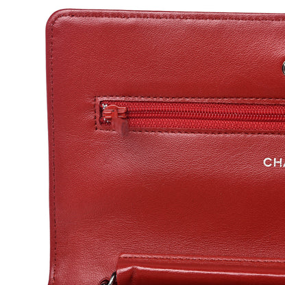 Chanel Lambskin Quilted Wallet On Chain WOC Red 9 of 13