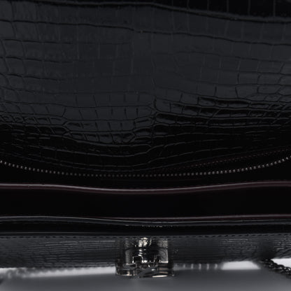 Saint Laurent Calfskin Crocodile Embossed Monogram Cassandra Clasp Bag Black Rouge Legion 4 of 5